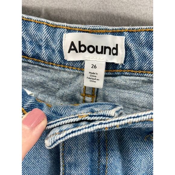 Abound Denim Skirt Womens Sz 26 Mini Jean Light‎ Wash Raw Distressed Hem Pockets - Picture 7 of 9